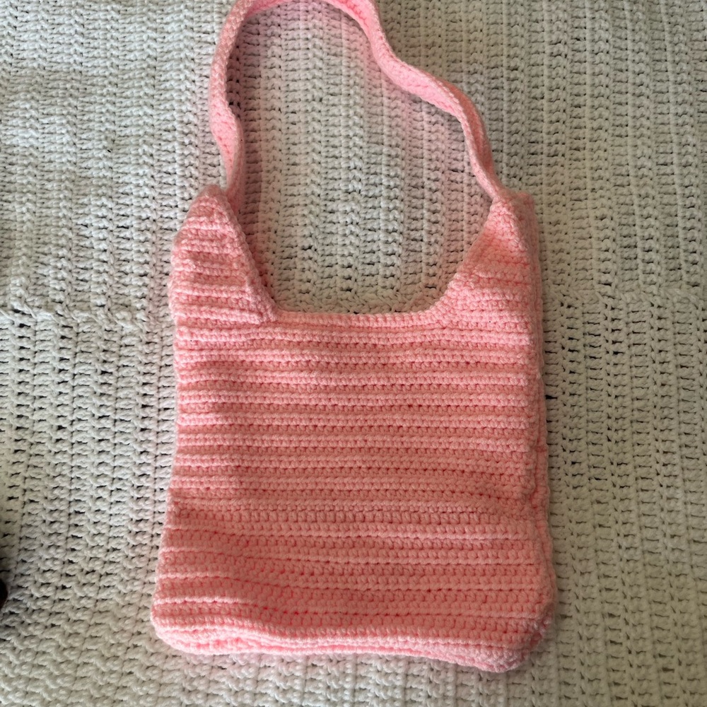 Pink Crochet Shoulder Bag
